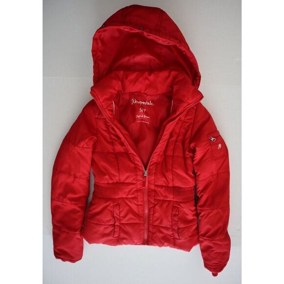 Aeropostale 8704AH11 Juniors Sz Small Red Hooded Winter Puffer Coat - Picture 5 of 8